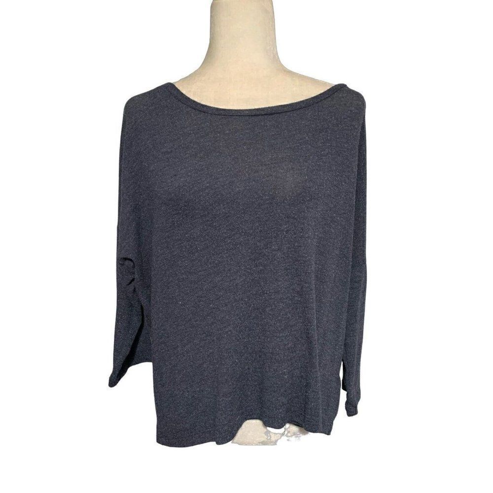 velvet graham spencer Womens Navy Blue Long Sleeve Over Sized Sweater Top Small